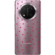 TechTree Honor Magic 7 Lite Uyumlu Kırmızı Kalpler Tasarımlı Baskılı Silikon Kılıf
