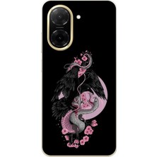 TechTree Redmi A5 Uyumlu Pembe Siyah Yılan Baskılı Silikon Kılıf