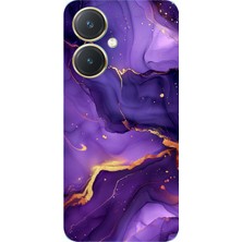 TechTree Vivo Y27 Uyumlu Ametist Taşı Mor Mermer Baskılı Silikon Kılıf