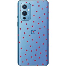 TechTree Oneplus 9 Uyumlu Kırmızı Kalpler Tasarımlı Baskılı Silikon Kılıf