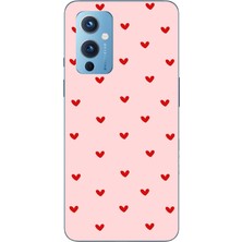 TechTree Oneplus 9 Uyumlu Kırmızı Minik Kalpler Baskılı Silikon Kılıf