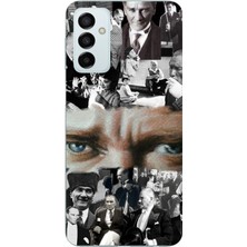 TechTree Samsung Galaxy M14 Uyumlu Atatürk Renkli Kolaj Gözler Baskılı Silikon Kılıf