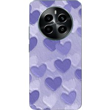 TechTree Realme 12 Pro - Pro Plus Uyumlu Mor Kalpler Tasarımlı Baskılı Silikon Kılıf