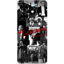 TechTree Tecno Spark Go 2024 Uyumlu Kırmızı Mustafa Kemal Atatürk Imza Baskılı Silikon Kılıf