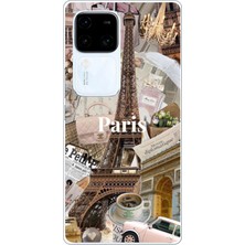 TechTree Vivo V30 Uyumlu Paris Kolaj Baskılı Silikon Kılıf