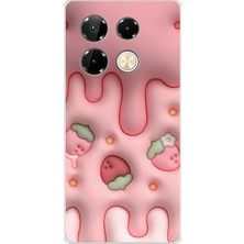 TechTree Infinix Note 40 Pro Uyumlu Çilekli Pasta Baskılı Silikon Kılıf