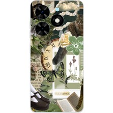 TechTree Tecno Spark Go 2024 Uyumlu Yeşil Estetik Pano Kolaj Baskılı Silikon Kılıf