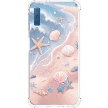 TechTree Samsung Galaxy A7 2018 Uyumlu Sahil Deniz Kabuğu Baskılı Silikon Kılıf