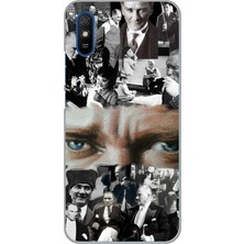 TechTree Redmi 9A Uyumlu Atatürk Renkli Kolaj Gözler Baskılı Silikon Kılıf