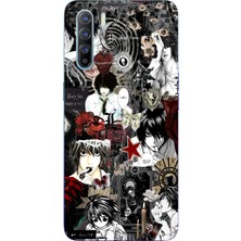 TechTree Oppo Reno 3 - A91 Uyumlu Death Note Kolaj Tasarımlı Baskılı Silikon Kılıf