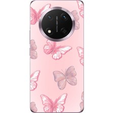 TechTree Honor Magic 7 Lite Uyumlu Pembe Kelebekler Baskılı Silikon Kılıf