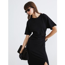 Lc Waikiki Yeni Sezon Bisiklet Yaka Büzgülü Krep Elbise