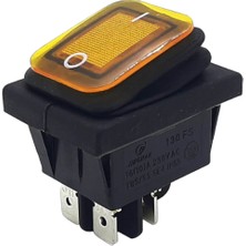 Demir Led Kare On-Off Işıklı Geniş Anahtar Sarı 4 Pinli Körüklü Switch (5 Adet)