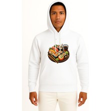 Bahriyeli Collection Kapüşonlu Sushi Göğüs Baskılı Unisex Sweatshirt