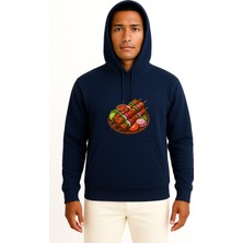 Bahriyeli Collection Kapüşonlu Çöp Şiş Tavuk Şiş Izgara Göğüs Baskılı Unisex Sweatshirt