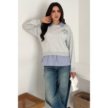 Noa Noa Kadın Gömlek Detaylı Baskılı Sweatshirt – Serene Layer