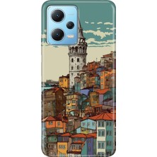 Egstech Redmi Note 12 5g Kılıf Baskılı Dokulu Kapak Silikon Galata