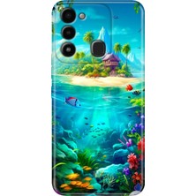 Egstech Tecno Spark 8c Kılıf Renkli Temalı Tecno 8c Silikon Island