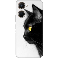 Egstech Vivo Y18 Kılıf Desenli Silikon Vivo Y18 Kapak Kedi Bakışı