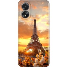 Egstech Oppo A38 Kılıf (CPH2579) Uyumlu Silikon Desenli Kalıplı Kapak Eyfel