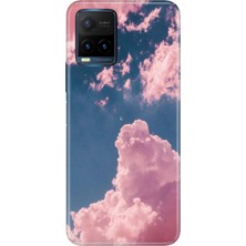 Egstech Vivo Y21S Uyumlu Kapak Kılıf Desenli Kapak Renkli Tpu Uv Pembe Bulut