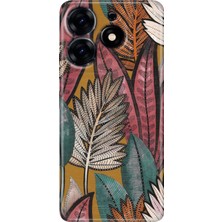 Egstech Tecno Spark 20 - 20C Kılıf Renkli Temalı Tarz Silikon Yapraklar