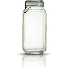 Çeyizde Korken Kare Kavanoz 2000 ml Vakumlu Kilitli Cam Saklama Kavanozu