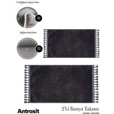 new colourse 2'li Peluş Kaymaz Pamuk Tabanlı Klozet Takımı 40X60 ve 60X100