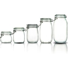 Çeyizde 5'li Set Korken Kavanoz Vakumlu Kilitli Cam Saklama Kavanozu 500 ml - 7500 ml -1000 ml - 1500 ml - 2000 ml