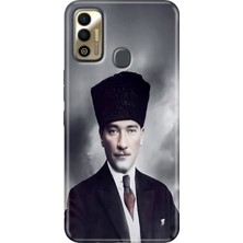 Egstech Tecno Spark 7 - 7t Kılıf Renkli Temalı Tecno Desenli Silikon Atatürk