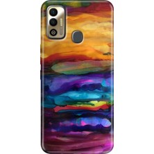 Egstech Tecno Spark 7 - 7t Kılıf Renkli Temalı Tecno Desenli Silikon Sulu Boya