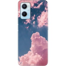 Egstech Oppo A96 Kılıf (CPH2333) Uyumlu Silikon Kareografi Pembe Bulut