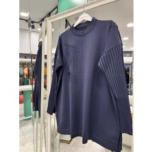 Meram Butik Adn Palmiye Merserize Tunik - Lacivert - 2