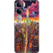 Egstech Vivo V40 Lite Uyumlu Kılıf Renkli Esnek Silikon Retro Newyork