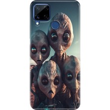 Egstech Realme C15 Kılıf Desenli Silikon Renkli Tpu Uv Ufo