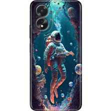 Egstech Oppo A38 Kılıf (CPH2579) Uyumlu Silikon Desenli Kalıplı Kapak Astronot