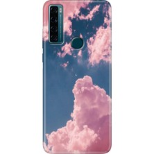 Egstech Tcl 20 Se Kılıf Baskılı Silikon Renkli Resimli Arka Kapak Pembe Bulut
