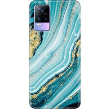 Egstech Vivo V21 Kılıf 6.44 Inc Desenli Silikon Esnek Uyumlu Kapak Simli Taş