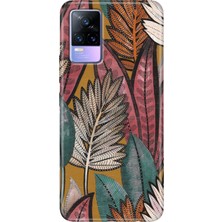 Egstech Vivo V21 Kılıf 6.44 Inc Desenli Silikon Esnek Uyumlu Kapak Yapraklar
