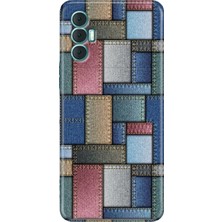 Egstech Tecno Spark 8 Pro Kılıf Renkli Silikon Kapak Jean Pattern