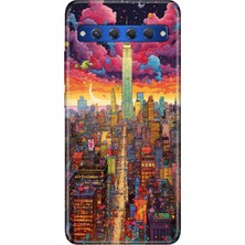 Egstech Tcl 10 Plus Kılıf Desenli Silikon Renkli Tpu Case Retro Newyork