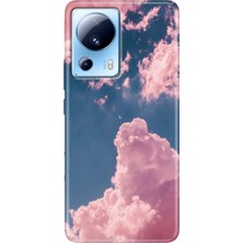 Egstech Xiaomi Mi 13 Lite Kılıf Desenli Mi 13 Lite Design Silikon Pembe Bulut