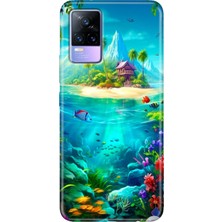 Egstech Vivo V21 Kılıf 6.44 Inc Desenli Silikon Esnek Uyumlu Kapak Island