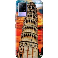 Egstech Vivo V21 Kılıf Resimli Desenli Silikon Esnek Uyumlu Kapak Pizza Kulesi