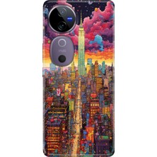 Egstech Vivo V40 Kılıf Desenli Temalı Esnek Silikon Retro Newyork