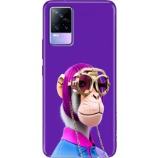 Egstech Vivo V21 Kılıf Resimli Desenli Silikon Esnek Uyumlu Kapak Monkey