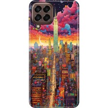 Egstech Samsung Galaxy M33 Kılıf Baskılı Esnek Silikon Kapak Retro Newyork