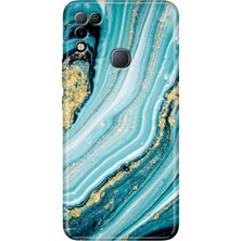 Egstech Infinix Hot 10 Play Kılıf Desenli Baskılı Esnek Silikon Kapak Simli Taş