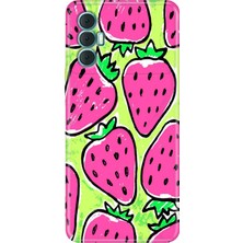 Egstech Tecno Spark 8 Pro Kılıf Renkli Silikon Kapak Çilek