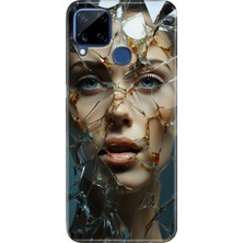 Egstech Realme C15 Kılıf Desenli Silikon Renkli Tpu Uv Cam Kırığı